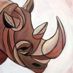 Cubist Black Rhino Painting