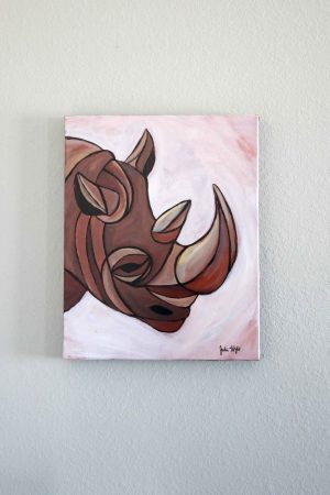 Cubist Black Rhino Painting