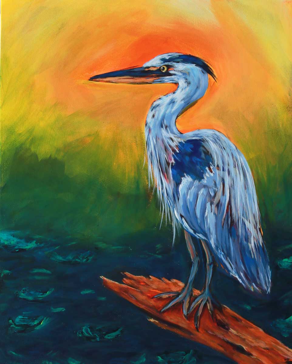 Julie Wright Blue Heron painting
