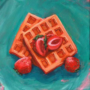 Waffles and Strawberries Painting